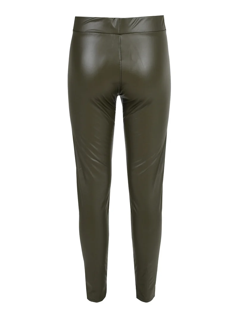 Leggings donna in ecopelle - militare