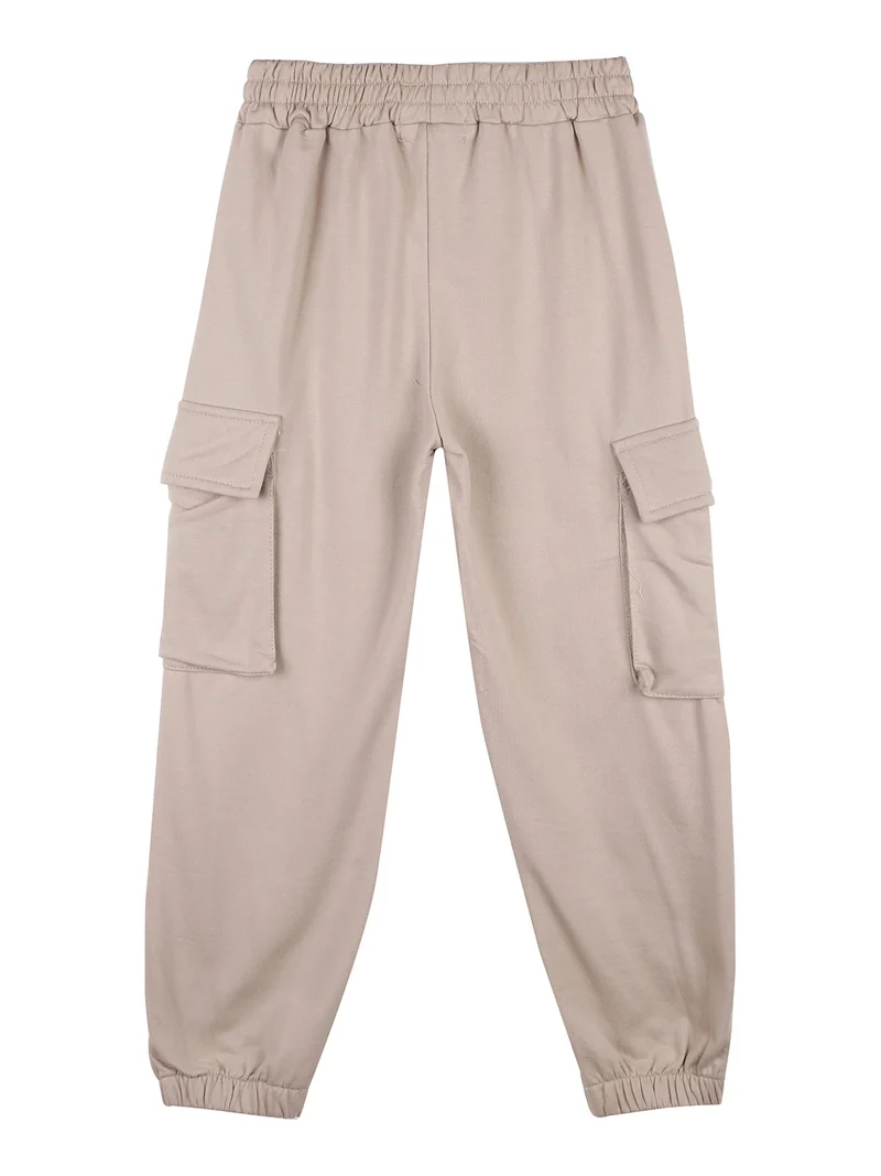 Pantaloni tuta da bambina con tasconi laterali e polsini - khaki