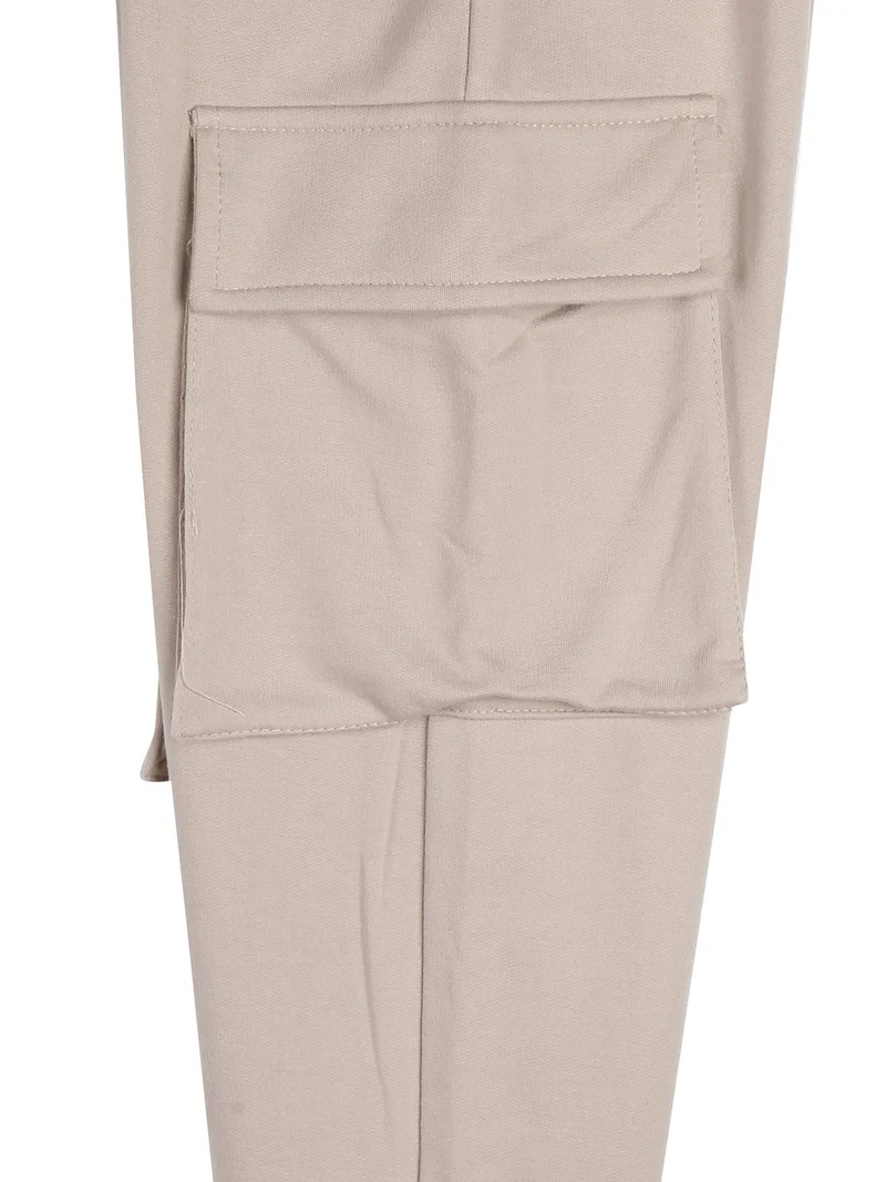 Pantaloni tuta da bambina con tasconi laterali e polsini - khaki