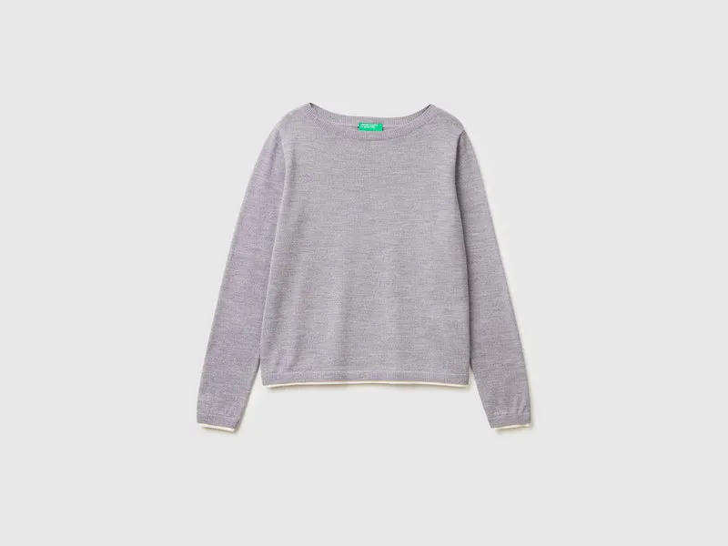 Pullover mit U-Boot-Ausschnitt aus 100 % Merinowolle