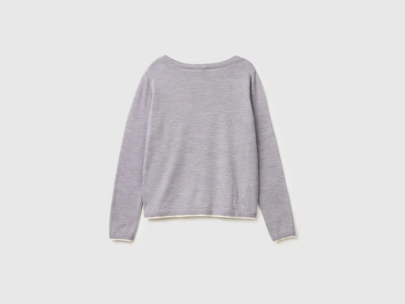 Pullover mit U-Boot-Ausschnitt aus 100 % Merinowolle