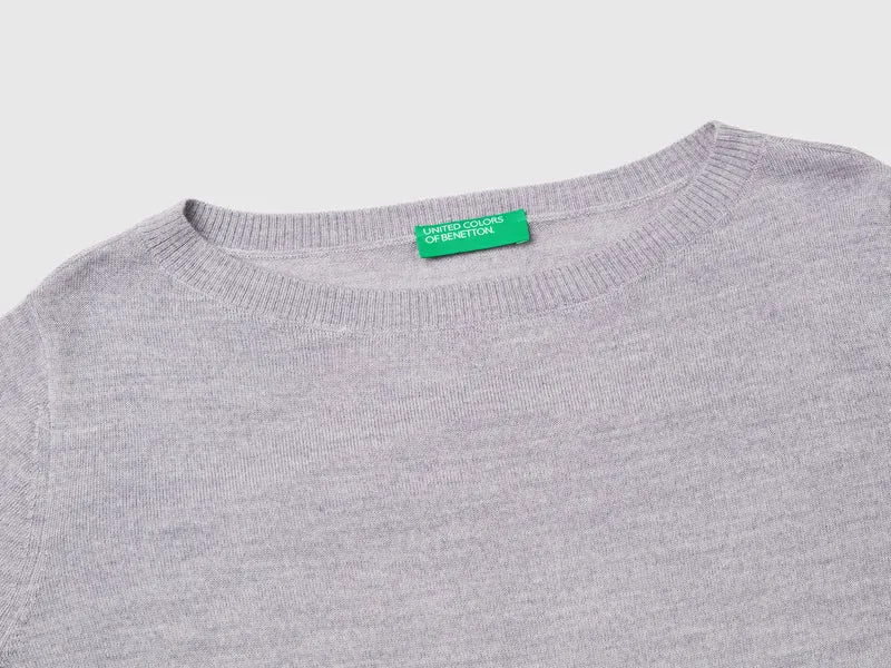 Pullover mit U-Boot-Ausschnitt aus 100 % Merinowolle