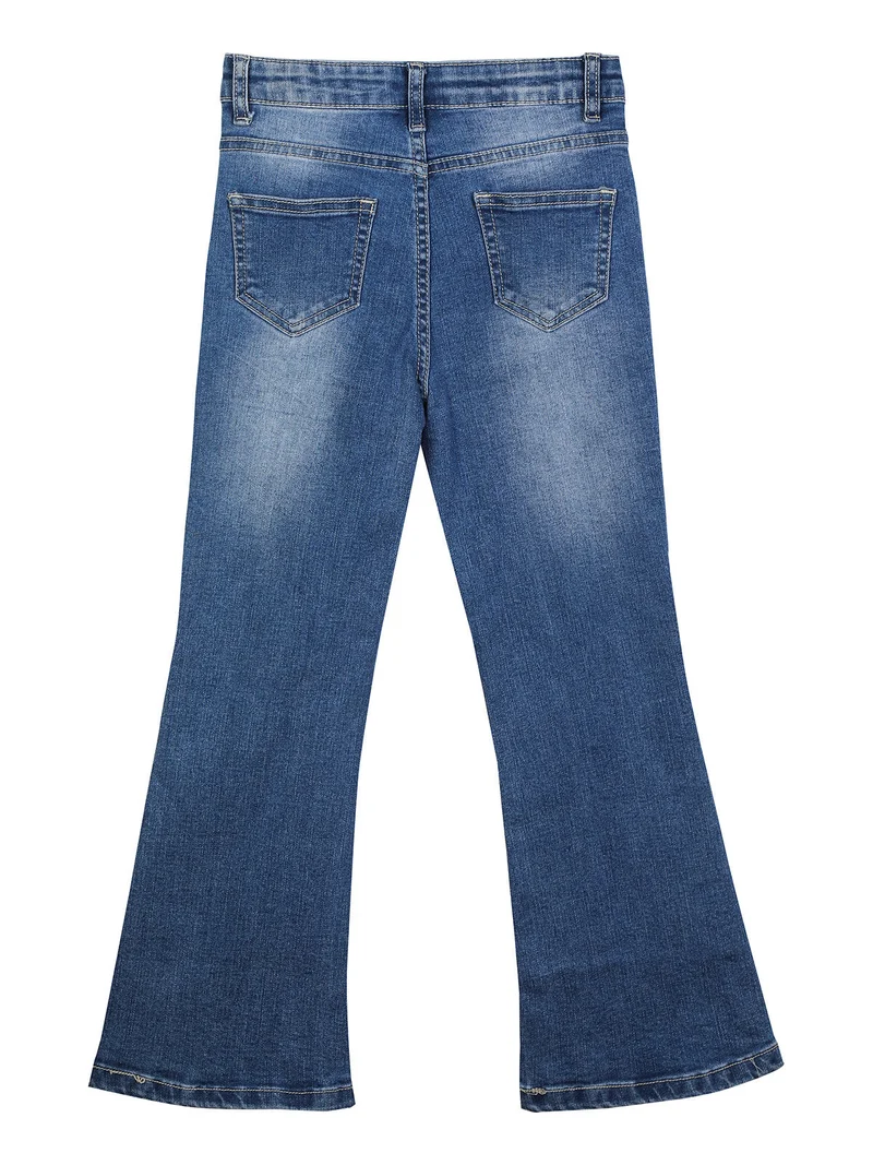 Jeans da bambina a zampa con strass decorativi - jeans