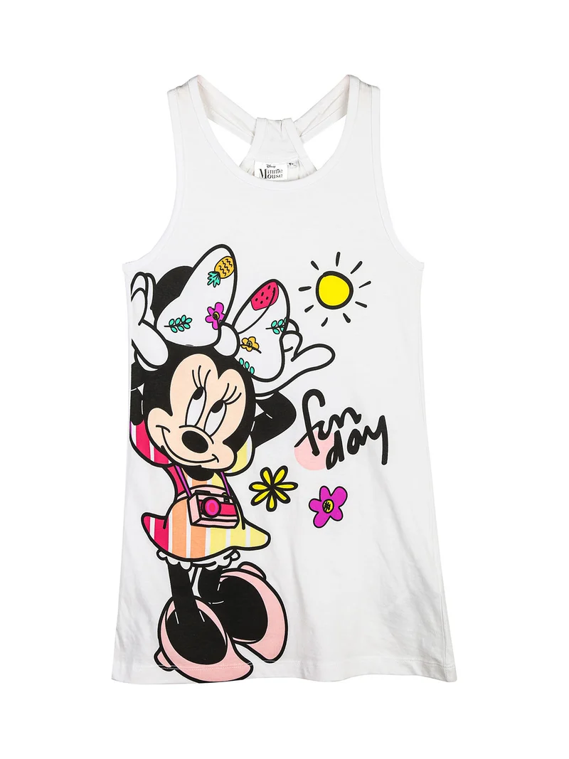 Minnie vestito da bambina smanicato in cotone - bianco