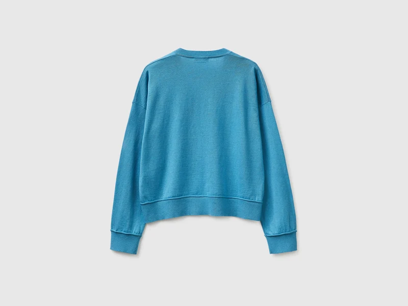 Pullover mit V-Ausschnitt aus Baumwolle und Wolle