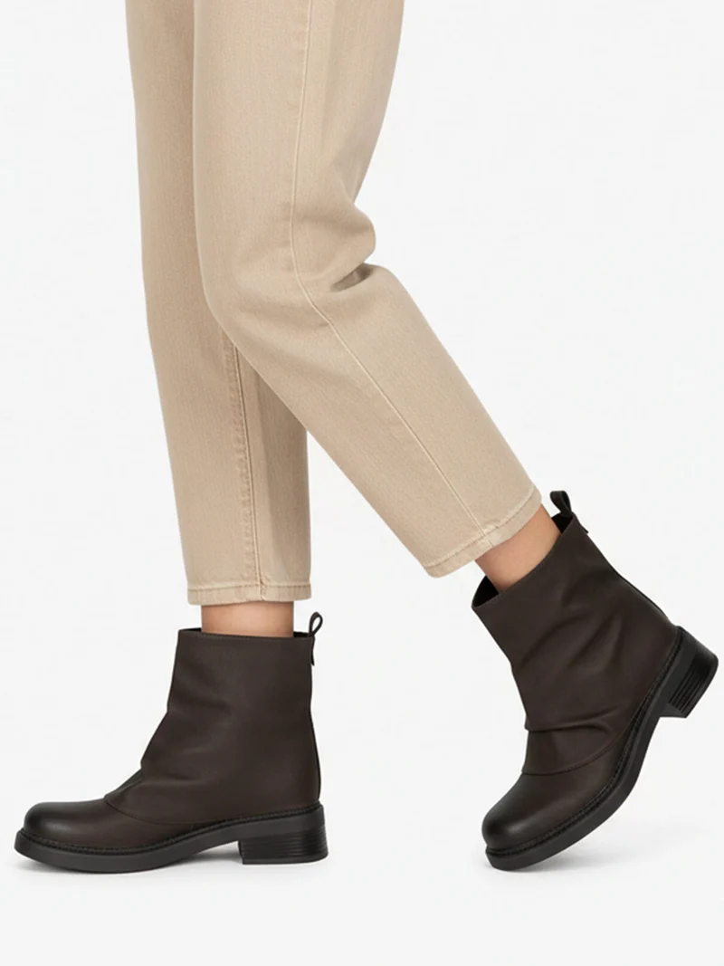 Stivaletti donna slouchy - moro