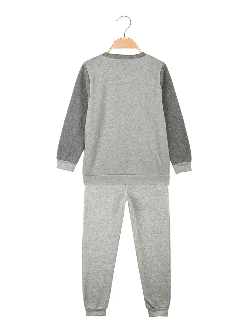 Completo tuta felpata 2 pezzi da bambina - grigio