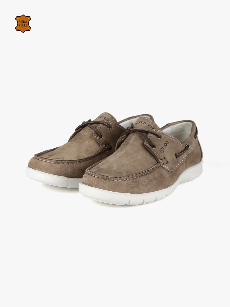 Scarpe da barca in pelle uomo - taupe