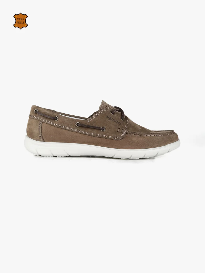 Scarpe da barca in pelle uomo - taupe