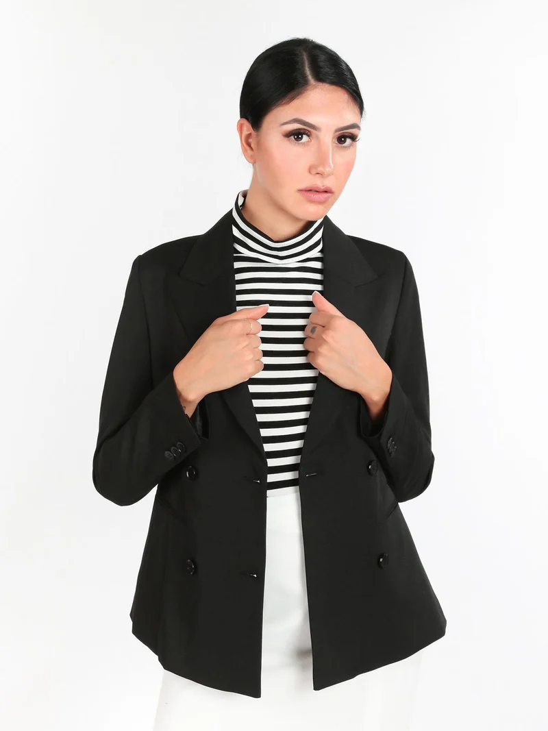 Blazer doppiopetto con bottoni donna - nero