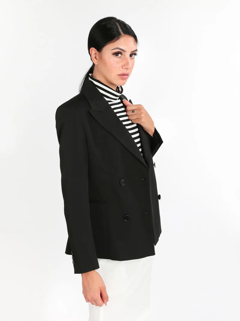 Blazer doppiopetto con bottoni donna - nero