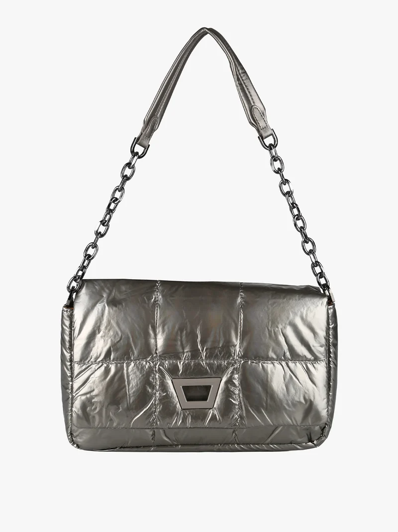 Borsa donna puffer trapuntata con manico a catena - bronzo