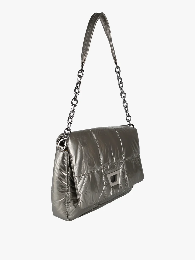 Borsa donna puffer trapuntata con manico a catena - bronzo