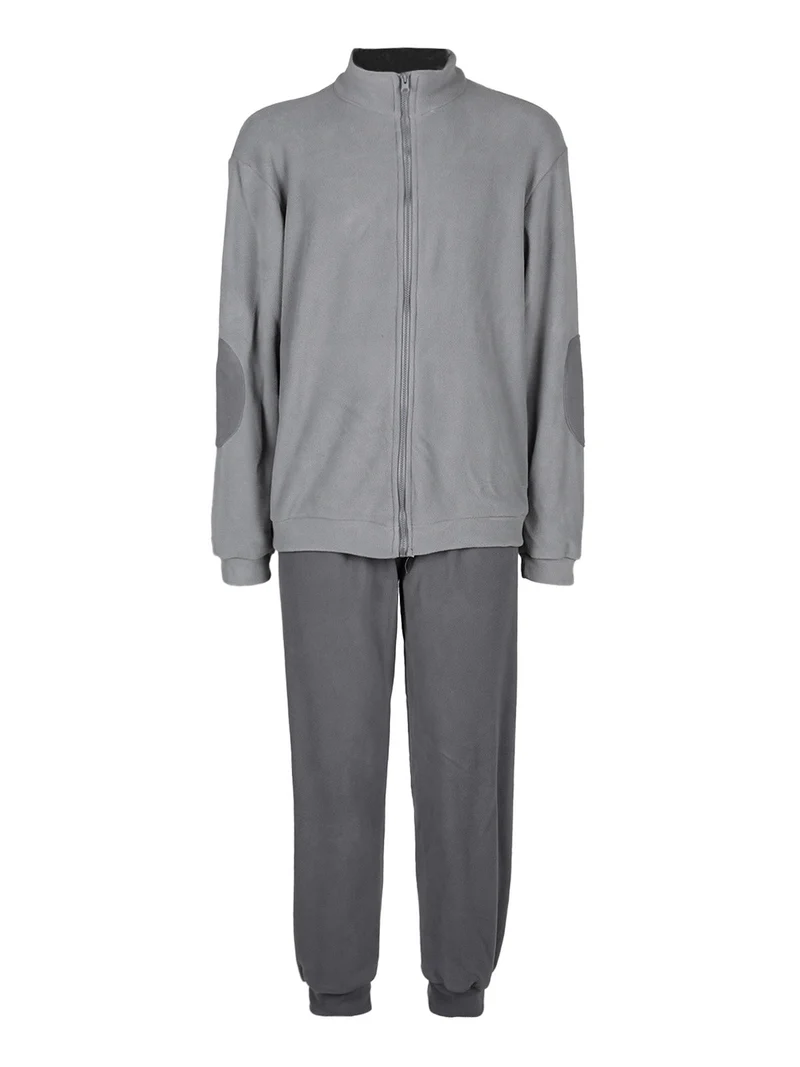 Pigiama in pile da uomo full zip - grigio