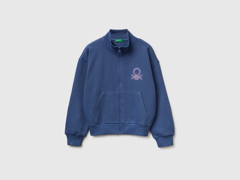 Sweatshirt mit Reißverschluss und Aufdruck
