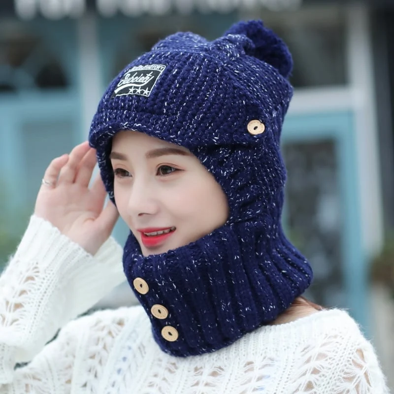 Damen Wintermütze mit Schal | 2-in-1 Set | Flauschiges Futter | Eine Größe