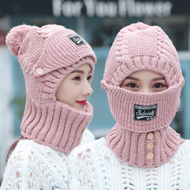 Damen Wintermütze mit Schal | 2-in-1 Set | Flauschiges Futter | Eine Größe