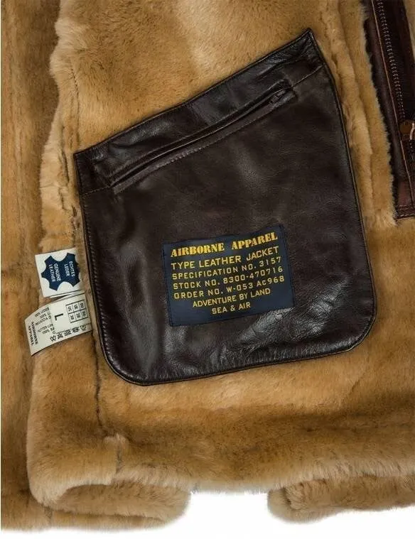 Herren Parka B-7 | Lammfell | Abnehmbare Kapuze mit Waschbärfell | Winterjacke