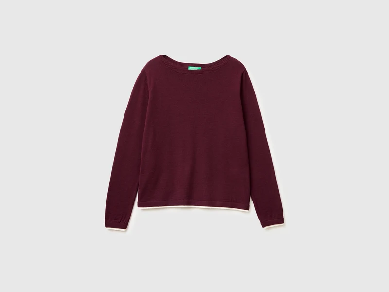 Pullover mit U-Boot-Ausschnitt aus 100 % Merinowolle