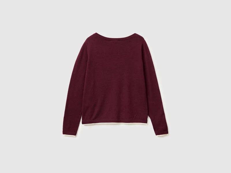 Pullover mit U-Boot-Ausschnitt aus 100 % Merinowolle