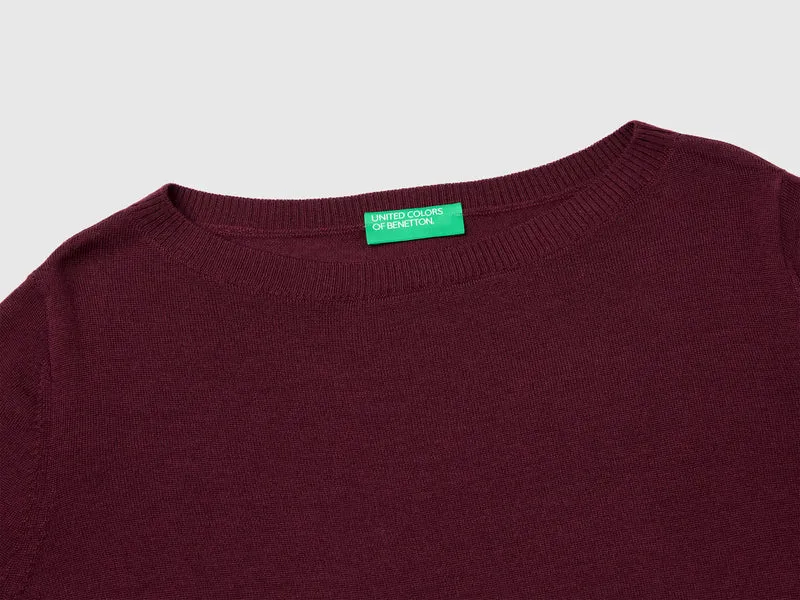Pullover mit U-Boot-Ausschnitt aus 100 % Merinowolle
