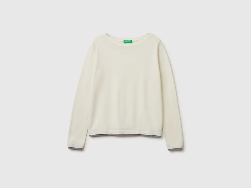 Pullover mit U-Boot-Ausschnitt aus 100 % Merinowolle