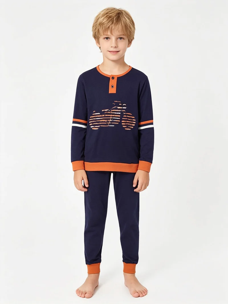Pigiama lungo bambino in cotone - arancione