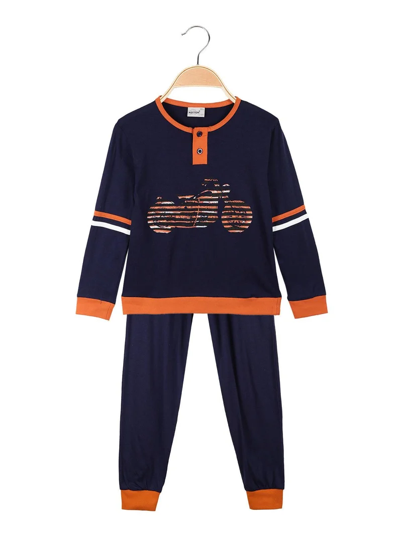 Pigiama lungo bambino in cotone - arancione
