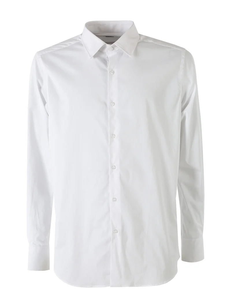 Camicia da uomo slim fit in cotone a maniche lunghe - bianco