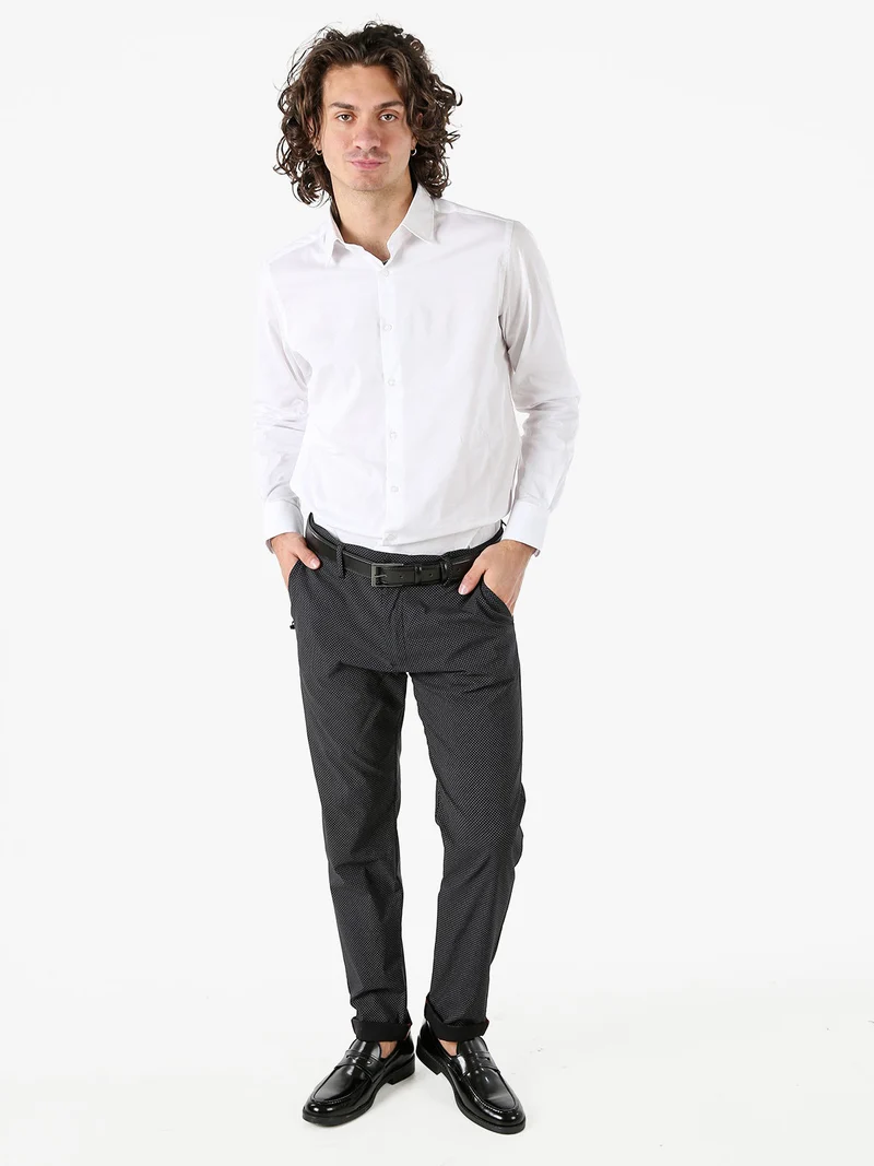 Camicia da uomo slim fit in cotone a maniche lunghe - bianco