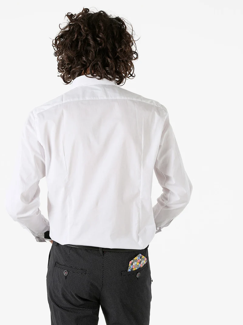 Camicia da uomo slim fit in cotone a maniche lunghe - bianco