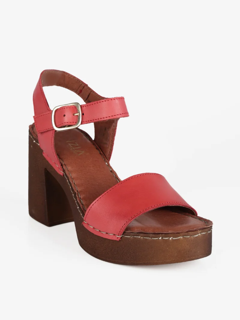 Sandali in pelle donna con tacco - rosso