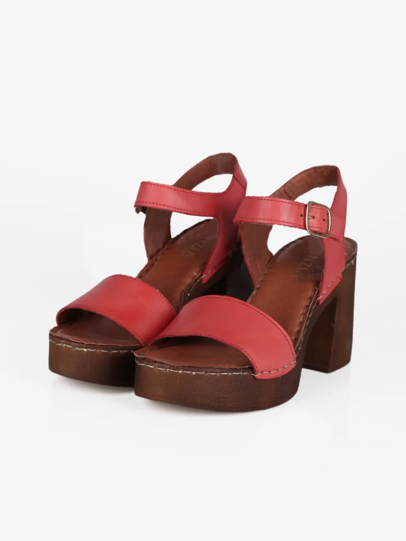 Sandali in pelle donna con tacco - rosso