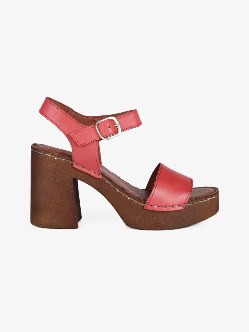 Sandali in pelle donna con tacco - rosso