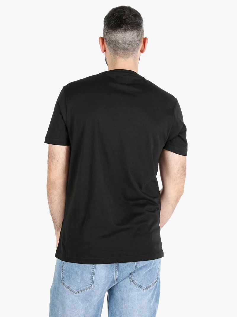 T-shirt girocollo da uomo in cotone con stampa - nero