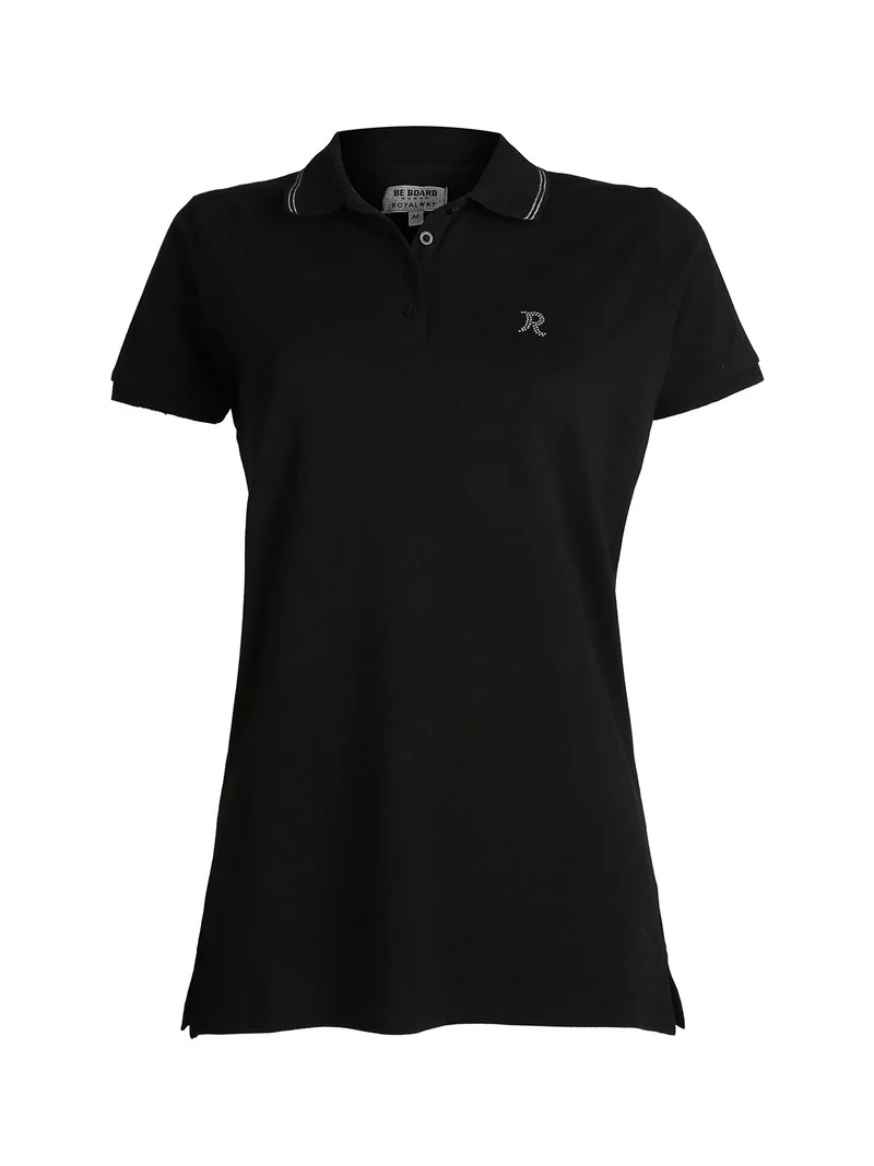 Polo donna a maniche corte in cotone - nero
