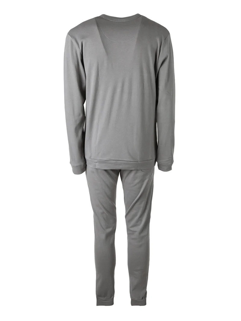 Pigiama lungo da uomo in misto cotone interlock - grigio