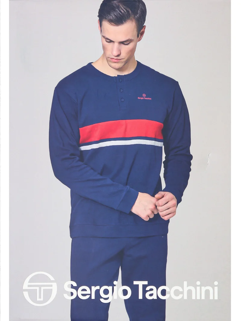 Pigiama lungo da uomo in misto cotone interlock - grigio