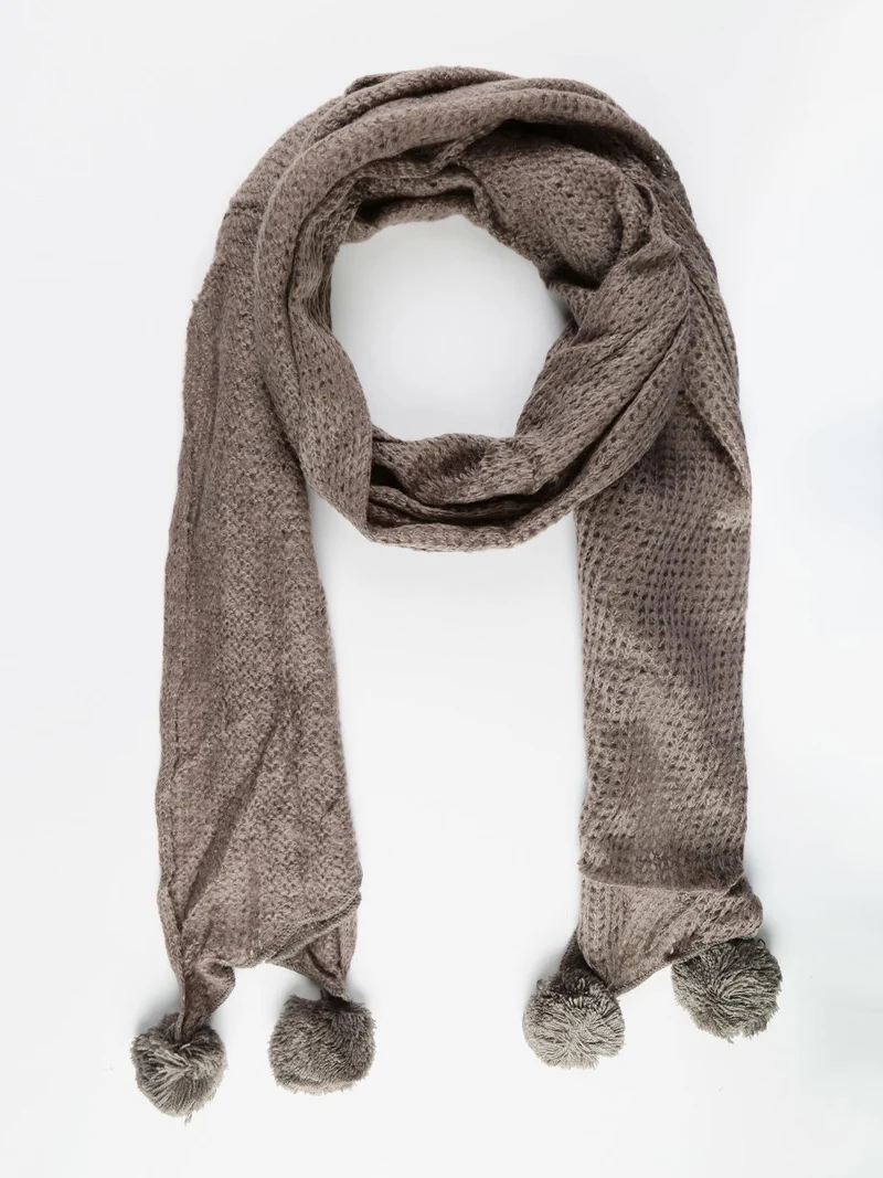 Sciarpa con pompon - beige