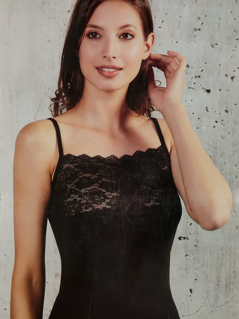 Canotta donna con pizzo - sabbia