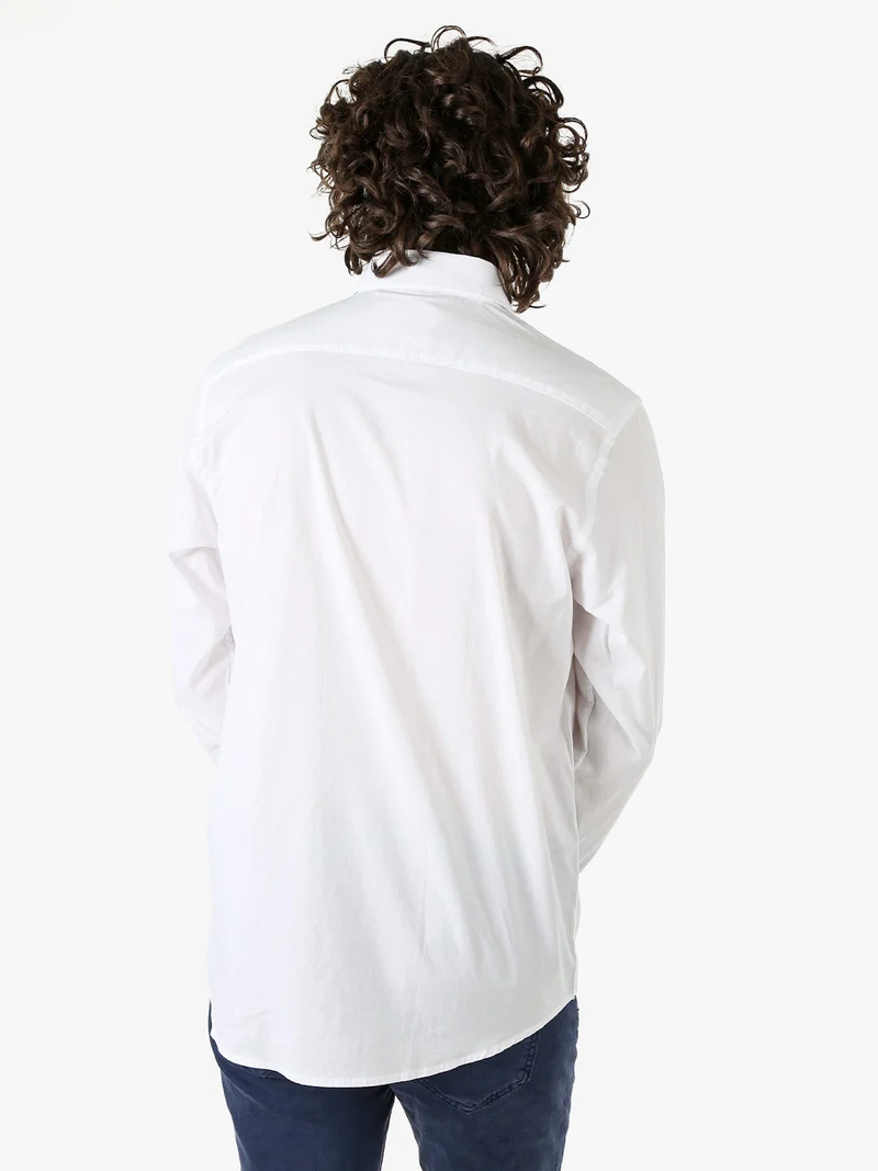 Camicia da uomo in cotone a maniche lunghe - bianco