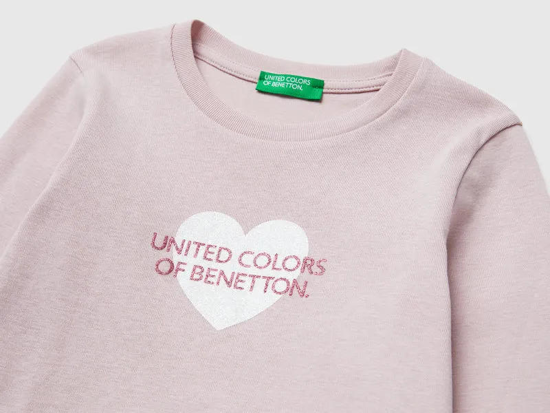 T-Shirt aus Bio-Baumwolle mit Glitzerlogo