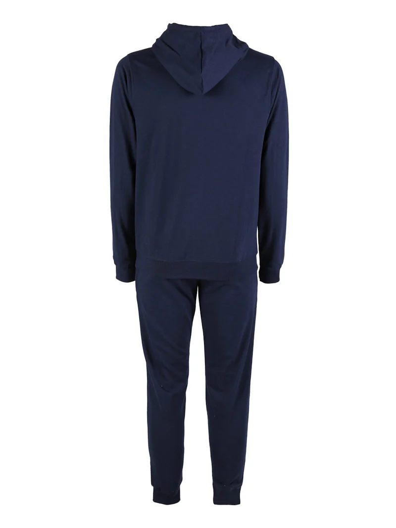 Completo tuta da uomo sportiva con cappuccio e zip - blu scuro