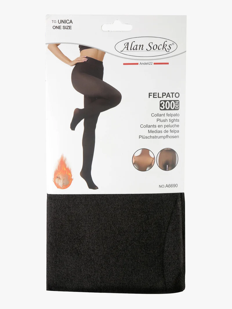Collant felpato da donna 300 denari - nero