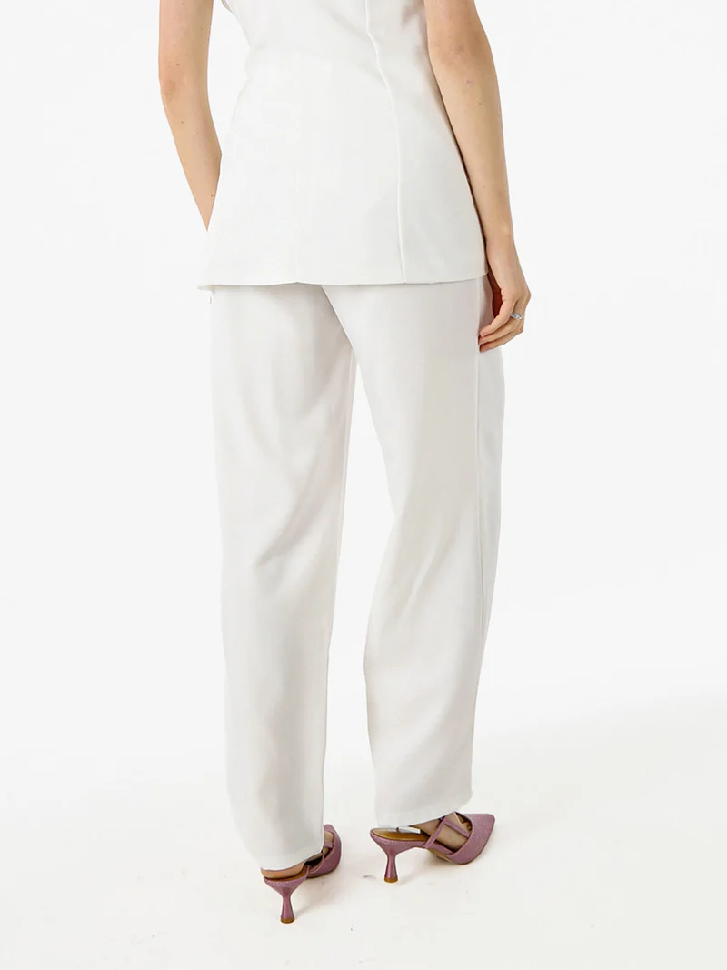 Pantaloni da donna a gamba larga e vita alta - bianco