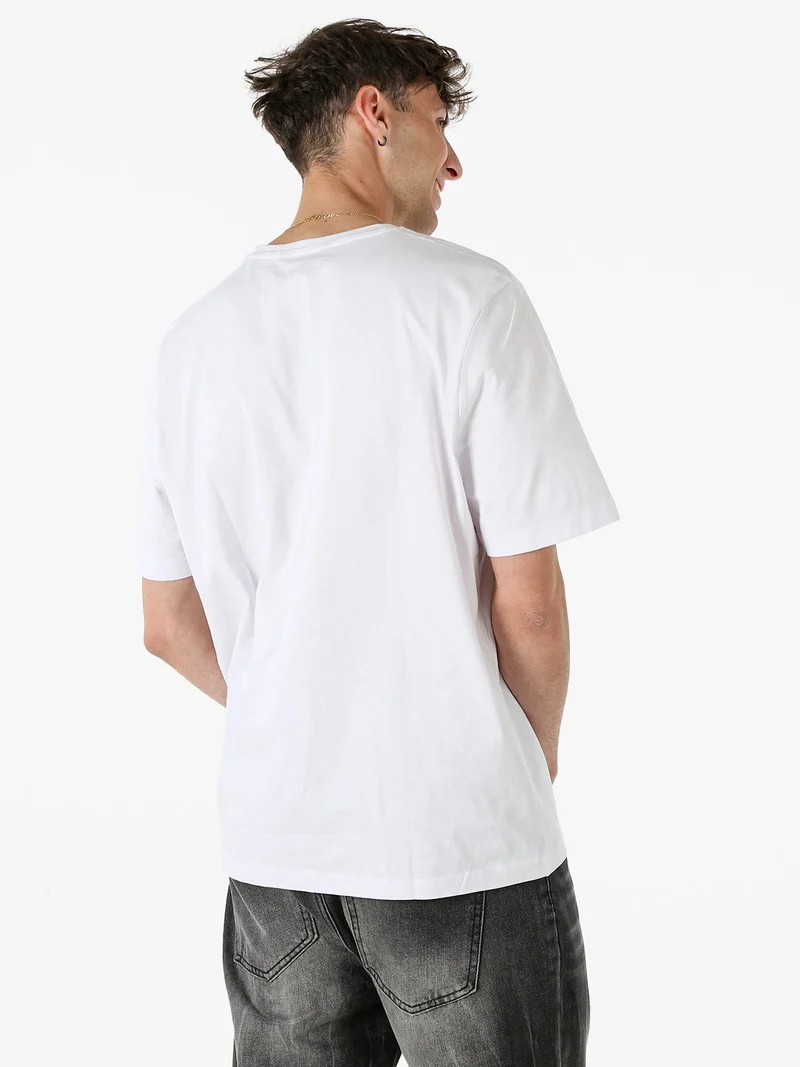 T-shirt girocollo da uomo in cotone con stampa - bianco