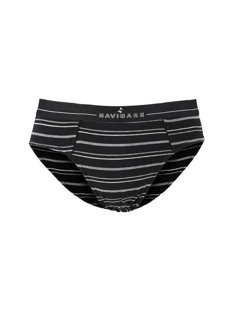 Slip uomo rigati in cotone jersey - nero