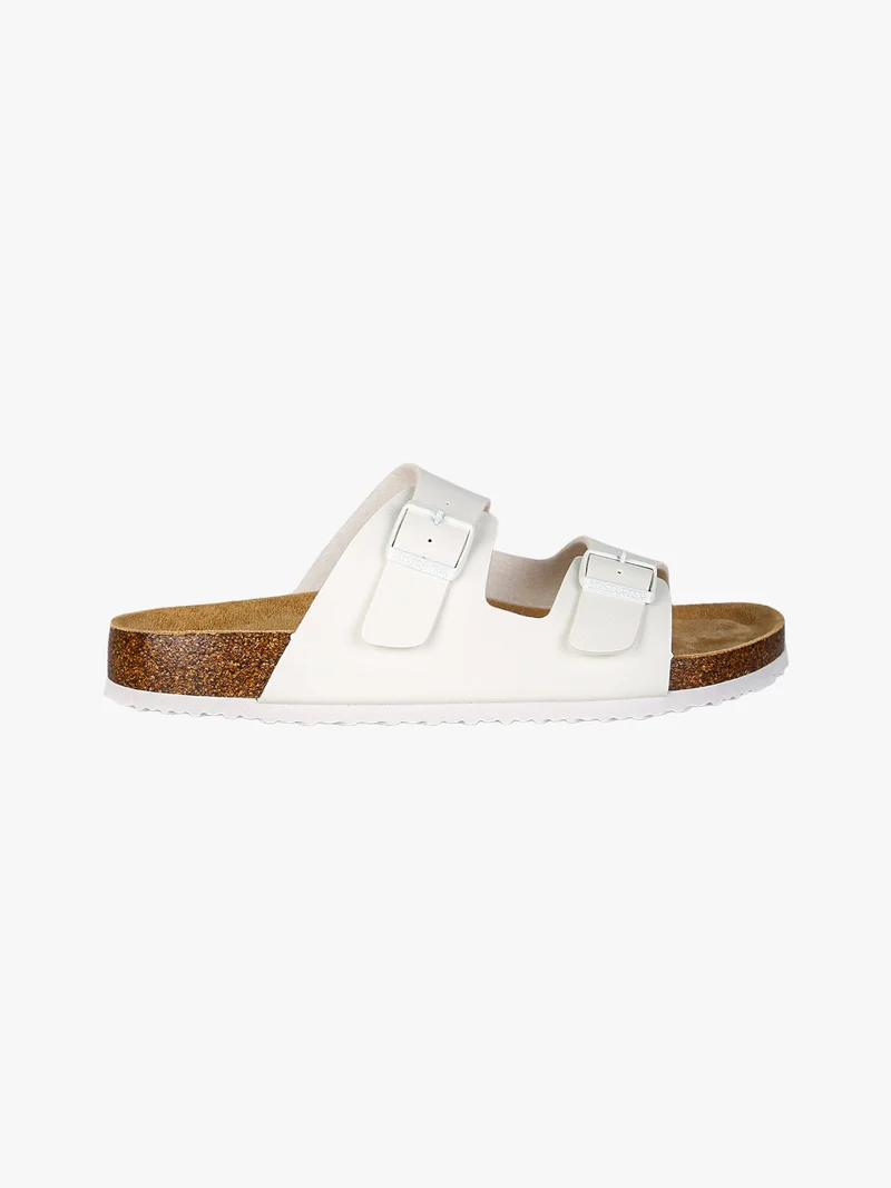 Ciabatte da uomo con doppia fibbia - bianco