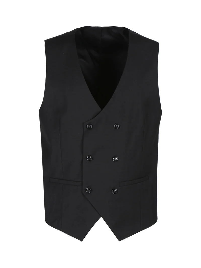 Gilet elegante da uomo con bottoni a doppiopetto - nero