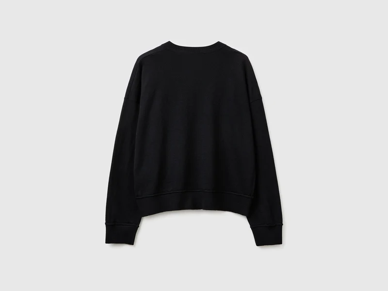 Pullover mit V-Ausschnitt aus Baumwolle und Wolle